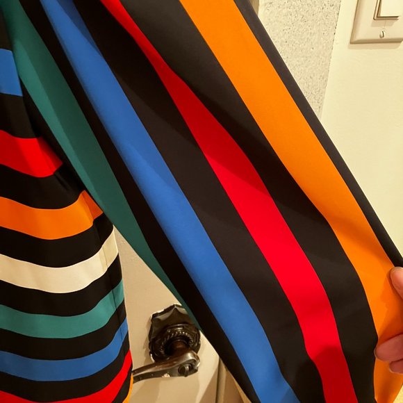 Vintage Albert Nipon skirt set size 10 colour black with multi colour stripes - Picture 4 of 11